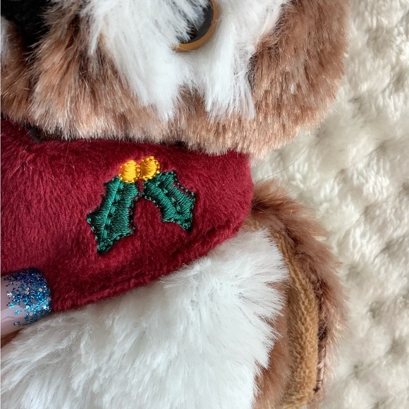 Brown and White Plush Owl with Red Scarf Stuffed Animal - Picture 6 of 8
